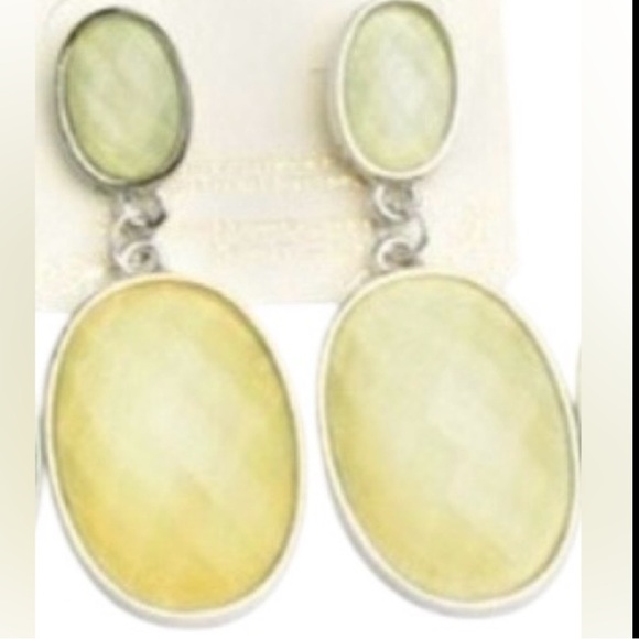 Jewelry - 2/$15 Gemstone Drop Earrings | Silver Tone Yellow Stone Dangle Earrings